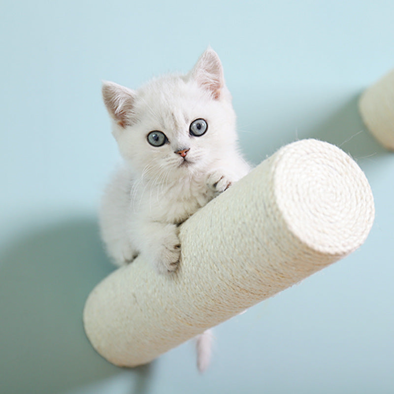 Katzen-Wandhalterung aus Massivholz, Sisal-Kratzbaum